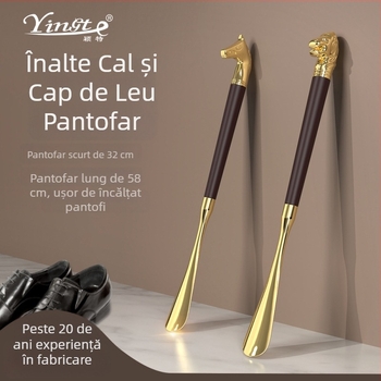 Șlefuitor de pantofi cu cap de leu și cap de cal, motiv zodiac de 12 semne, corp din lemn solid cu acoperire din aliaj, lungime 32 cm, model XB137, Yingte