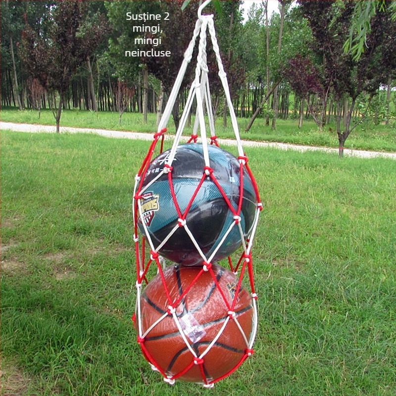 Geantă de mingi cu plasă pentru baschet, fotbal și volei, cu capacitate mare; material: poliester și polipropilenă; personalizare disponibilă