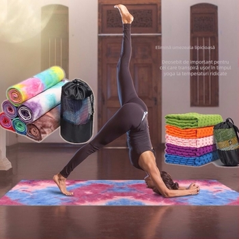 Prosop pentru yoga pe covor, cu strat antiaderent îngroșat, suprafață extinsă de absorbție a transpirației și pătură inclusă