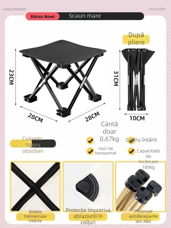 Set masă și scaun pliabil, metal, pentru exterior, camping și călătorii