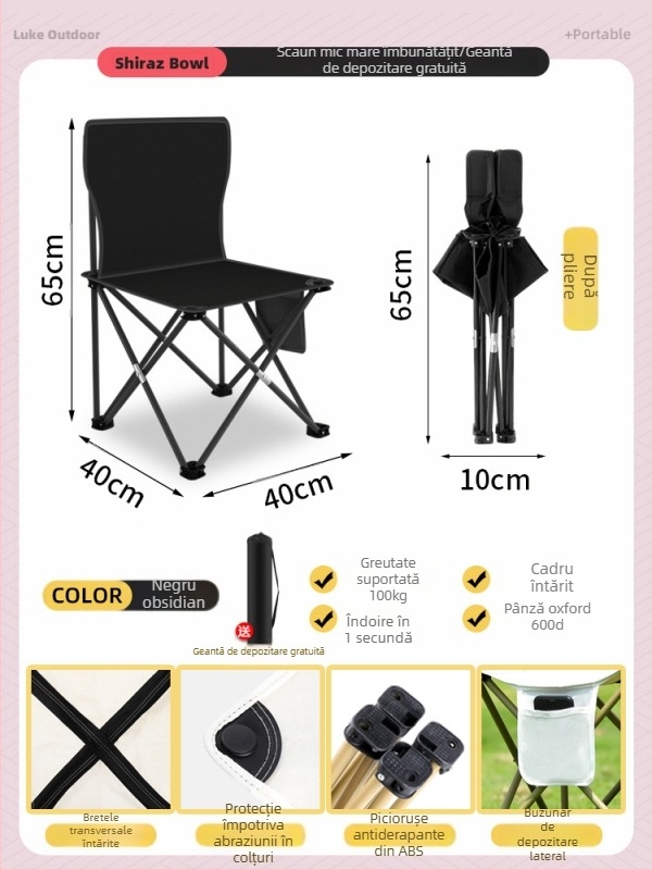 Set masă și scaun pliabil, metal, pentru exterior, camping și călătorii