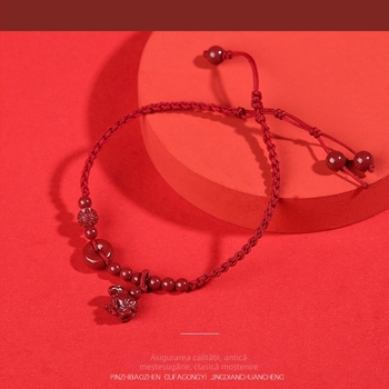 Brățară de gleznă din cinnabar natural, țesută, temă zodiacă, pentru bărbați și femei