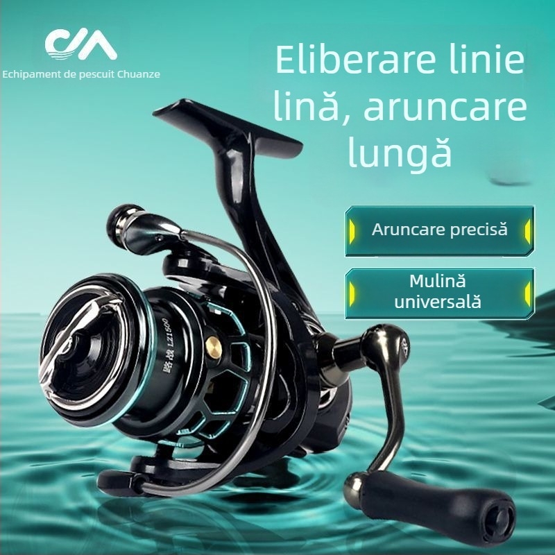 Kawasawa mulinetă de spinning, corp metal, frână frontală, aruncare lungă
