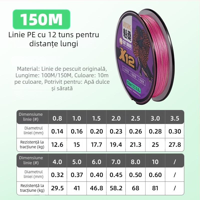 Kant PE linie principală de pescuit, 8 filamente, 100 m