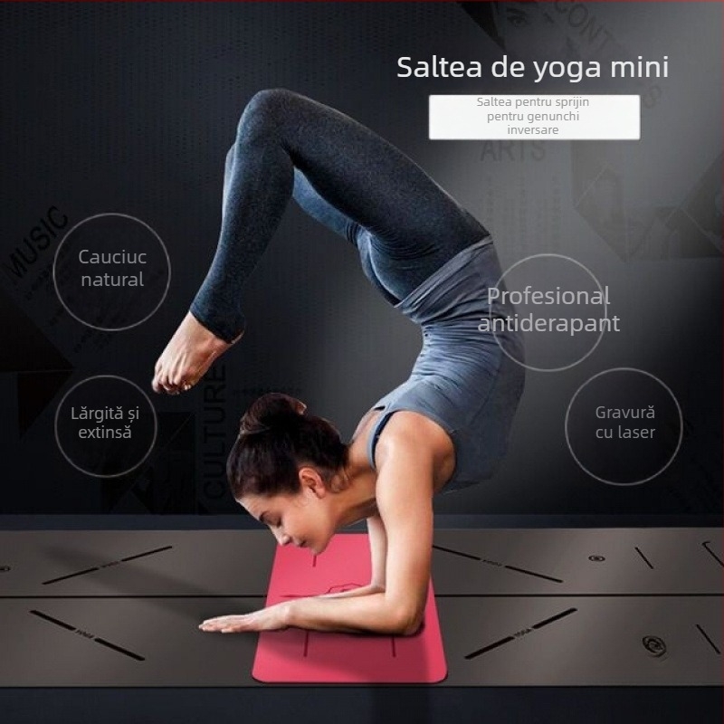 Saltea de yoga – cauciuc natural, 8 mm, linie de asane