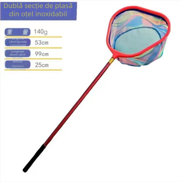 Set de plasă telescopic pentru copii, din oțel inoxidabil, cu ochi fin și densitate înaltă – 5 kg încărcare