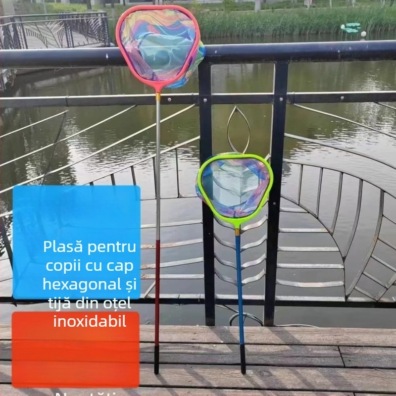 Set de plasă telescopic pentru copii, din oțel inoxidabil, cu ochi fin și densitate înaltă – 5 kg încărcare