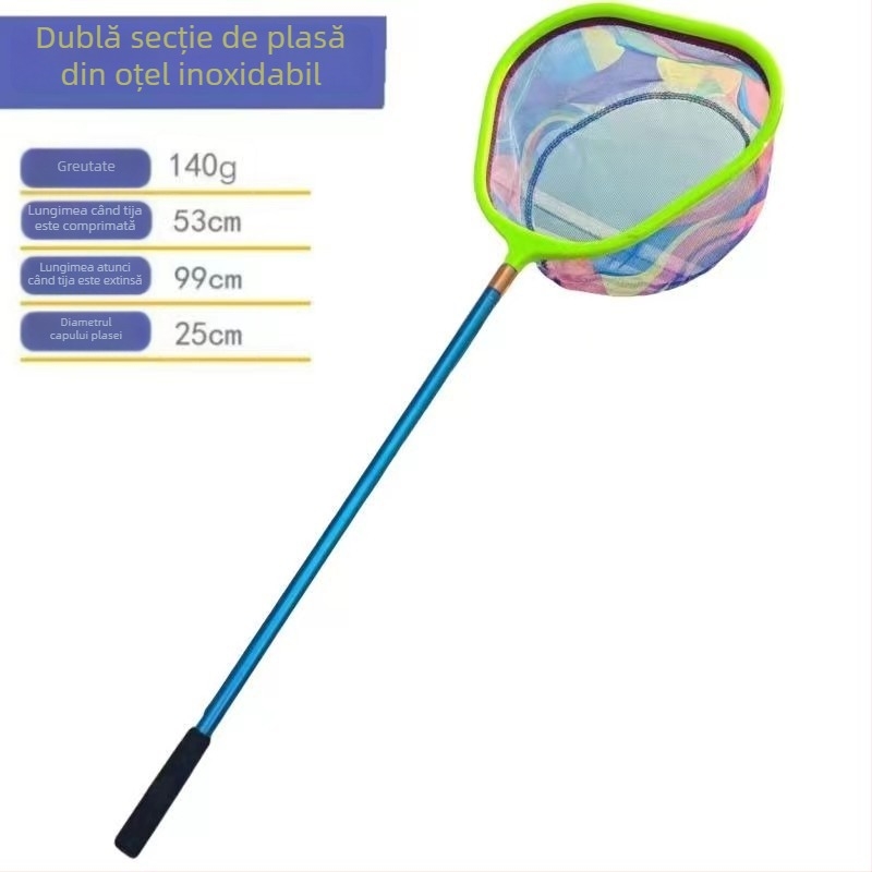 Set de plasă telescopic pentru copii, din oțel inoxidabil, cu ochi fin și densitate înaltă – 5 kg încărcare