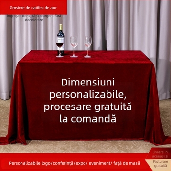 Față de masă din catifea, dreptunghiulară, pentru conferințe și expoziții de birou, stil hotelier