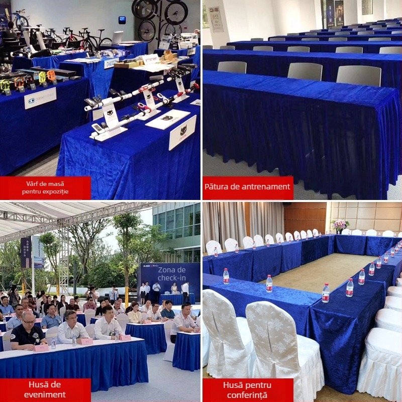 Față de masă din catifea, dreptunghiulară, pentru conferințe și expoziții de birou, stil hotelier