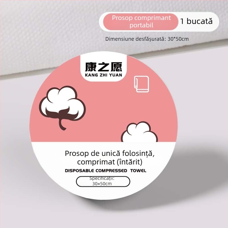Prosoape de baie de unică folosință, comprimat, din fibre vegetale, 50 g sau mai mult, ambalată individual, prosop de față portabil pentru călătorii
