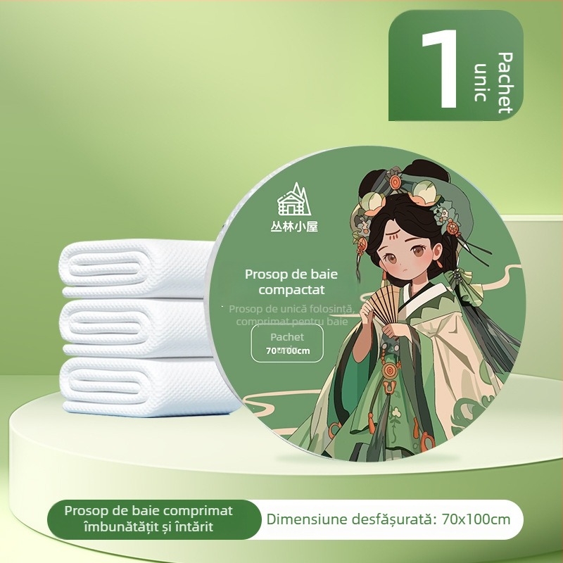 Prosoape de baie de unică folosință, comprimat, din fibre vegetale, 50 g sau mai mult, ambalată individual, prosop de față portabil pentru călătorii