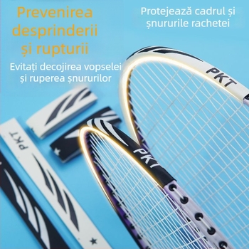 Film protector pentru cadrul rachetei de tenis cu etichetă pe cap – Anti-zgâriere, Anti-coliziune, protejează cadrul de decojirea vopselei