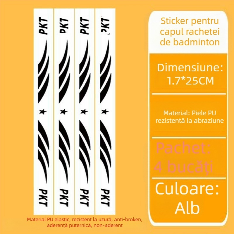 Film protector pentru cadrul rachetei de tenis cu etichetă pe cap – Anti-zgâriere, Anti-coliziune, protejează cadrul de decojirea vopselei