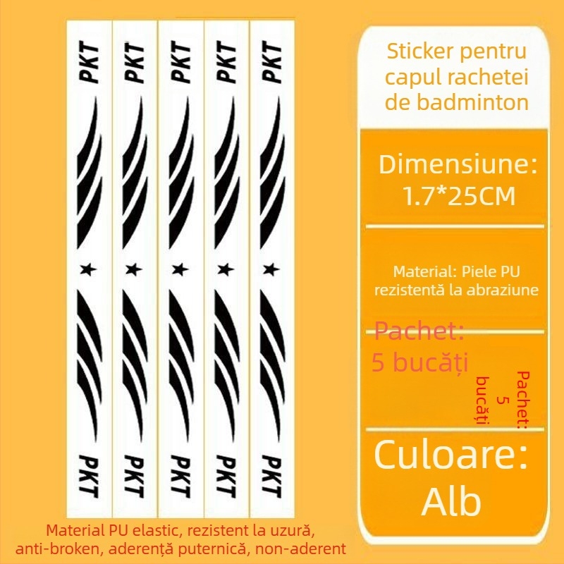Film protector pentru cadrul rachetei de tenis cu etichetă pe cap – Anti-zgâriere, Anti-coliziune, protejează cadrul de decojirea vopselei