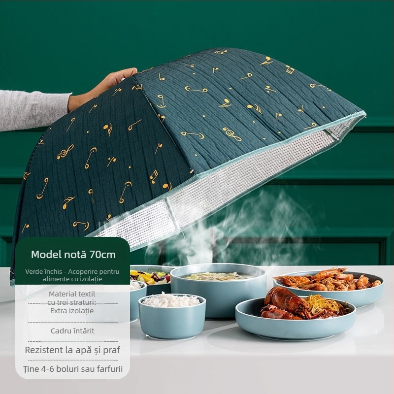 Acoperire izolantă pentru mâncare din plasă, pliabilă pentru masă, protecție împotriva muștelor și a prafului pentru resturi