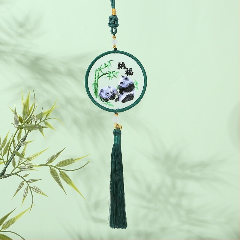 Pandantiv auto cu broderie Su – Stil Chinezesc nou, țesătură din tifon, broderie în cruce finalizată