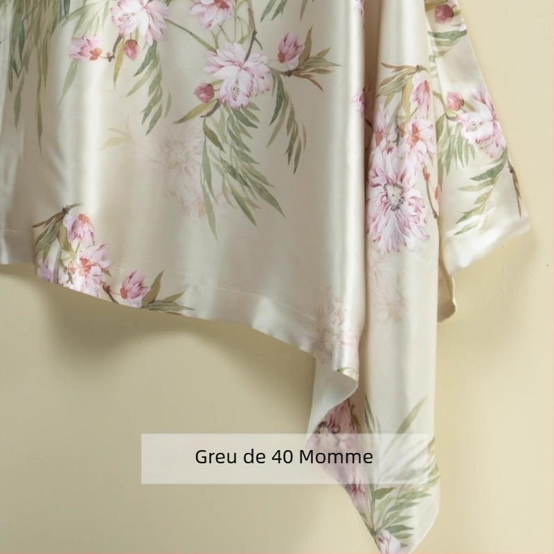 Set de două fețe de pernă din mătase Mulberry, 40 Momme, 100% mătase, imprimare reactive, stil lux lejer