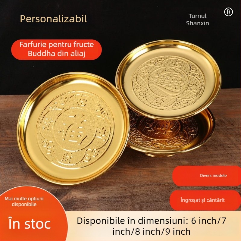 Platou pentru daruri din aliaj, gros, pentru uz casnic – platou de fructe pentru adorarea lui Buddha, stil chinezesc, prelucrare personalizabilă