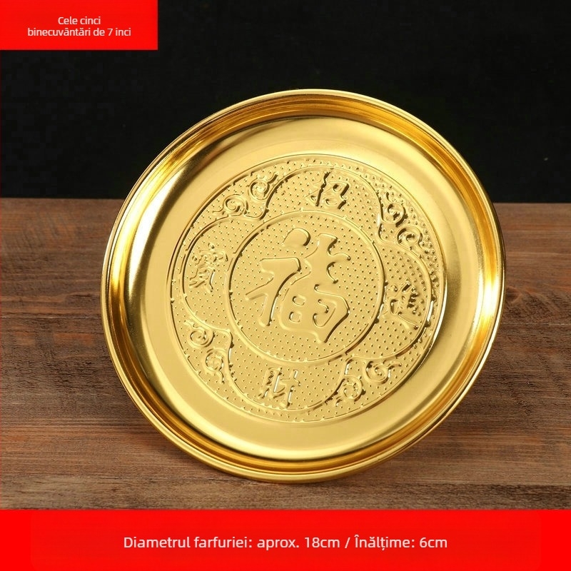 Platou pentru daruri din aliaj, gros, pentru uz casnic – platou de fructe pentru adorarea lui Buddha, stil chinezesc, prelucrare personalizabilă