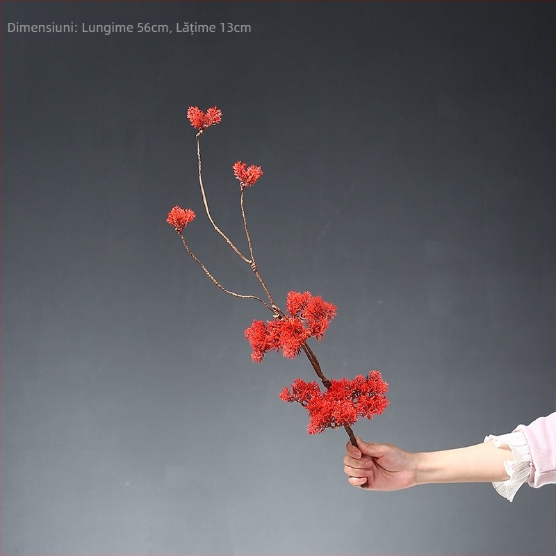 Buchet artificial de ramuri de pin pentru decorul sufrageriei — aranjament decorativ din ramuri; Material: Soft PVC; Variante: 1327355784; Destinat pentru nunți, recuzită de fotografie, decor acasă.