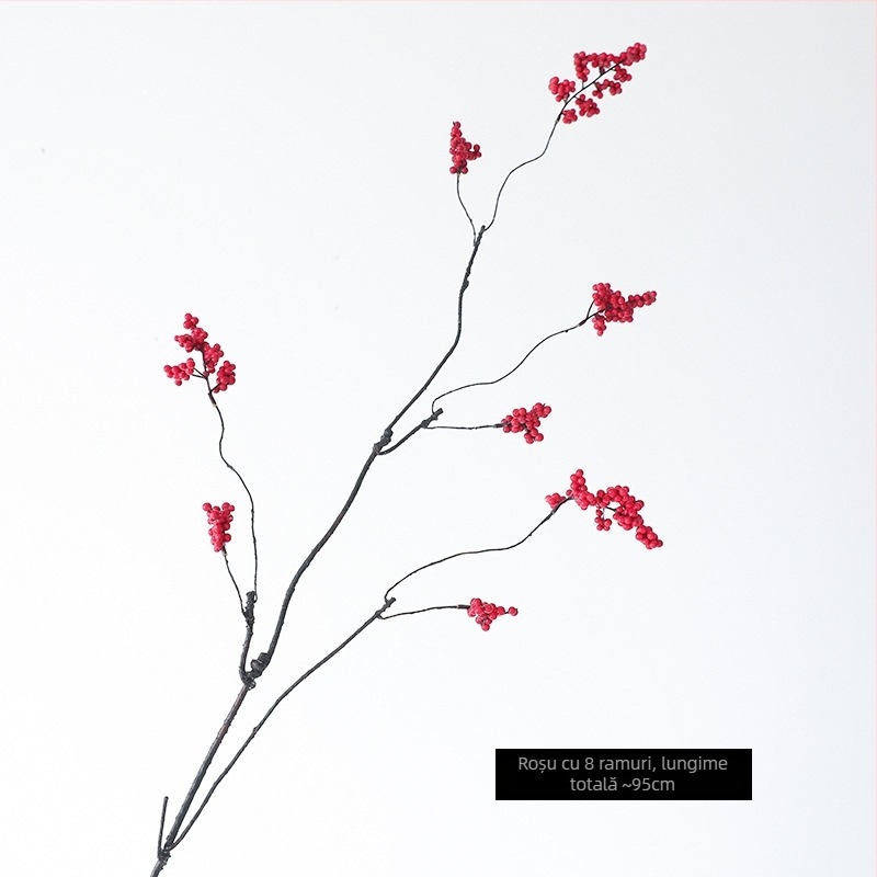 Ramură de flori de mătase, stil vintage wabi-sabi cu aspect de fructe de toamnă, un singur tulpină, soi 19037921829, pentru decor interior și recuzită fotografică