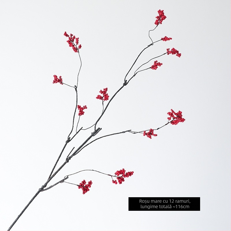 Ramură de flori de mătase, stil vintage wabi-sabi cu aspect de fructe de toamnă, un singur tulpină, soi 19037921829, pentru decor interior și recuzită fotografică