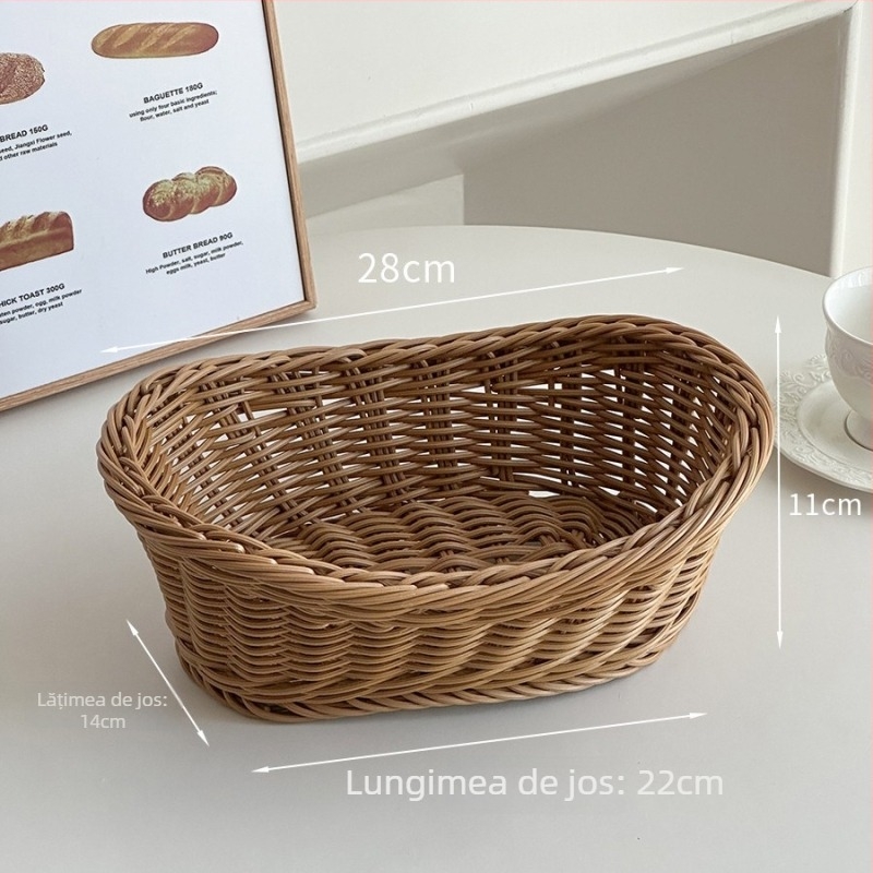 Prop foto – stil coreean, tavă de depozitare cu aspect de ratan, construcție din plastic – coș decorativ de afișare
