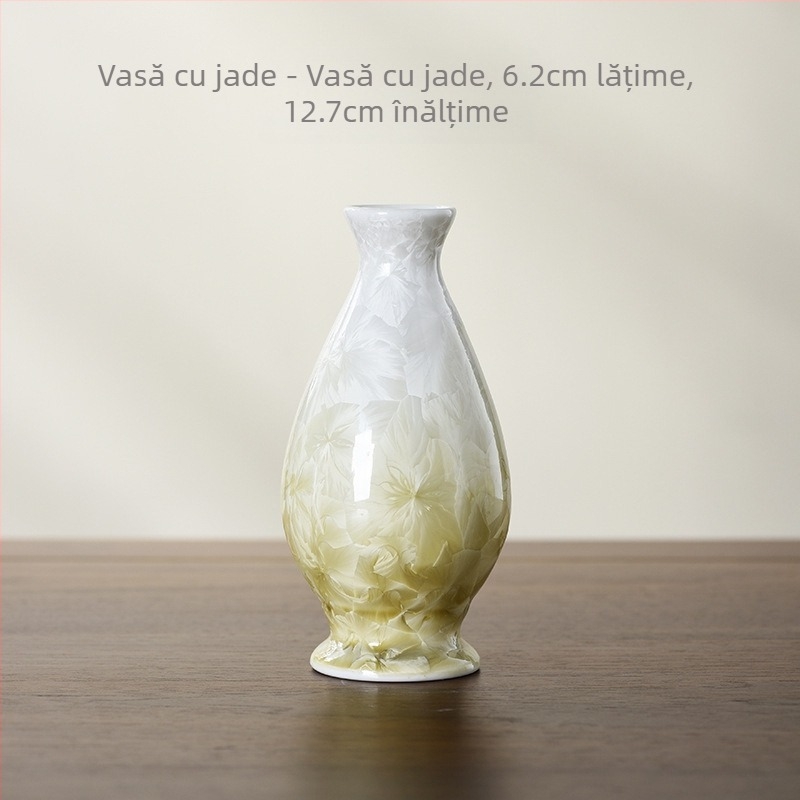 Vază din ceramică glazurată – stil modern minimalist, potrivită pentru aranjamente hidroponice în living.