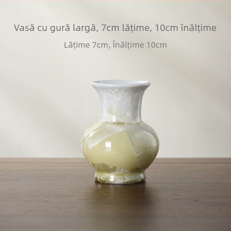 Vază din ceramică glazurată – stil modern minimalist, potrivită pentru aranjamente hidroponice în living.