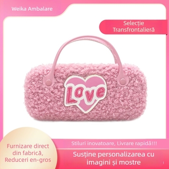 Geantă pentru ochelari pentru copii cu spațiu pentru bijuterii și geantă de machiaj portabil, țesătură brodată, motif animal