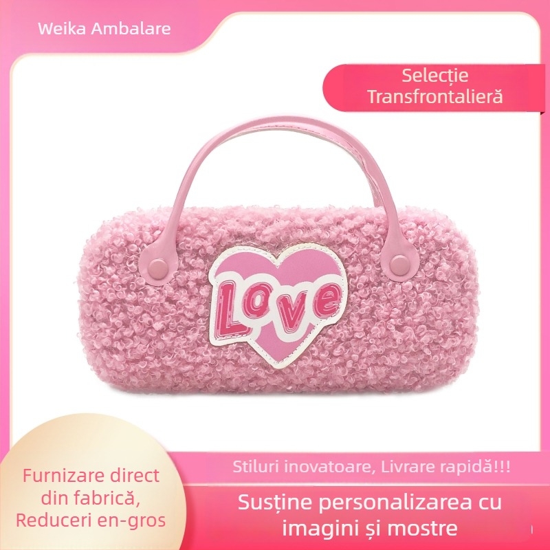 Geantă pentru ochelari pentru copii cu spațiu pentru bijuterii și geantă de machiaj portabil, țesătură brodată, motif animal