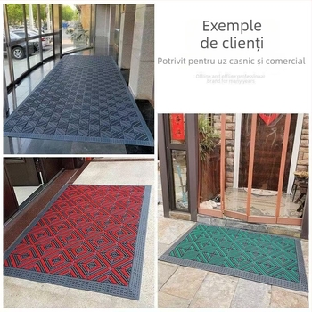 Covoraș antiderapant de intrare exterior, EVA, dreptunghiular, model tip grilă, personalizabil pentru spații comerciale