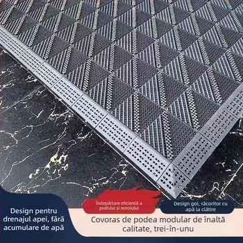 Covoraș antiderapant de intrare exterior, EVA, dreptunghiular, model tip grilă, personalizabil pentru spații comerciale