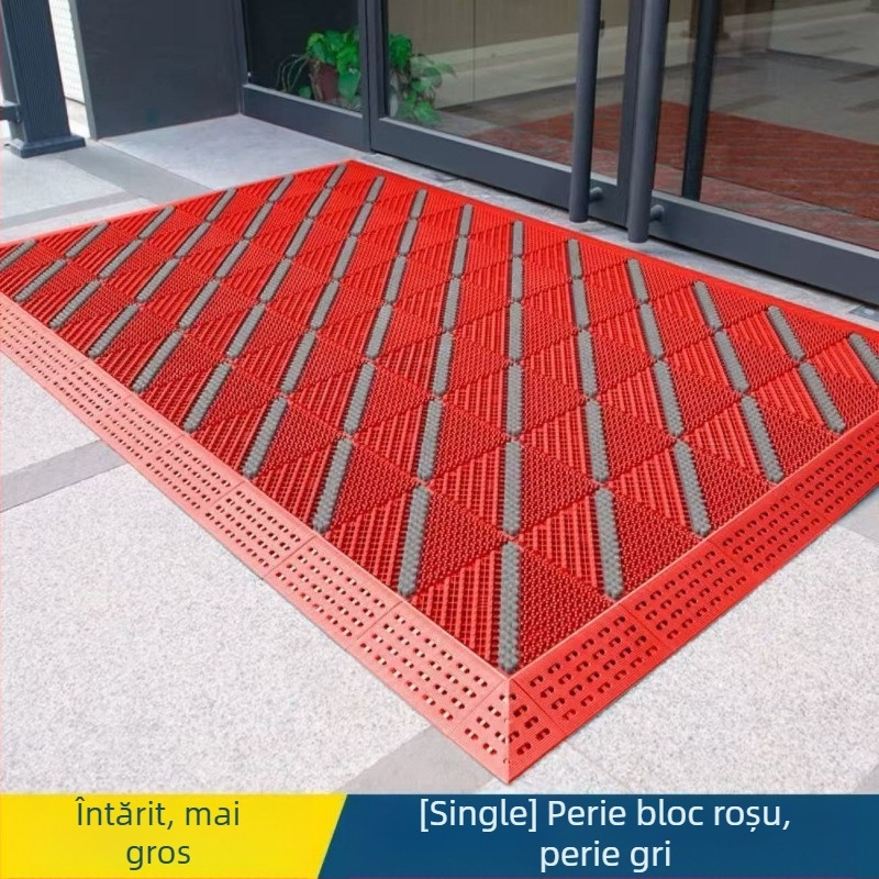 Covoraș antiderapant de intrare exterior, EVA, dreptunghiular, model tip grilă, personalizabil pentru spații comerciale