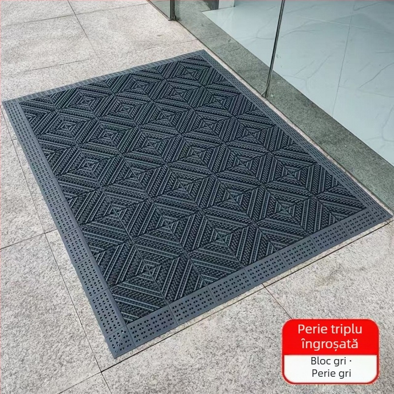 Covoraș antiderapant de intrare exterior, EVA, dreptunghiular, model tip grilă, personalizabil pentru spații comerciale