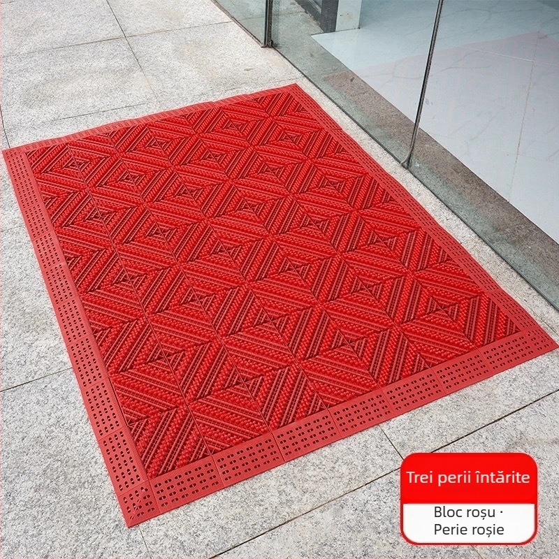 Covoraș antiderapant de intrare exterior, EVA, dreptunghiular, model tip grilă, personalizabil pentru spații comerciale