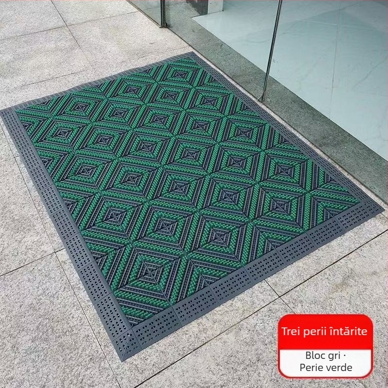 Covoraș antiderapant de intrare exterior, EVA, dreptunghiular, model tip grilă, personalizabil pentru spații comerciale