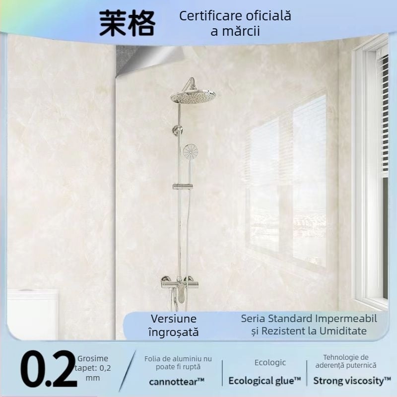 Tapet autoadeziv impermeabil pentru baie, aspect plăci ceramice