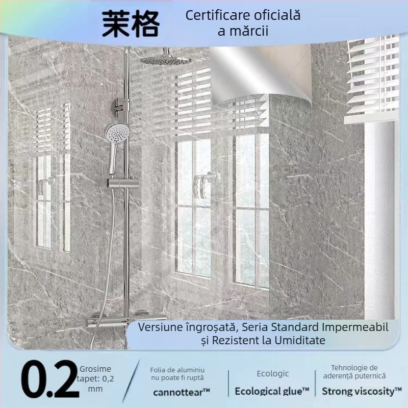 Tapet autoadeziv impermeabil pentru baie, aspect plăci ceramice