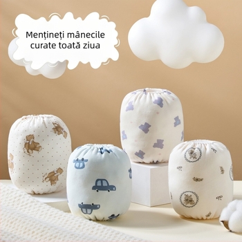 Manșete pentru bebeluși din bumbac 100%, imprimeu Cartoon, moi pentru mestecat, anti-murdărire, unisex, brand Blue Dad, pentru copii sub 1 an, 1–3 ani și 3–8 ani