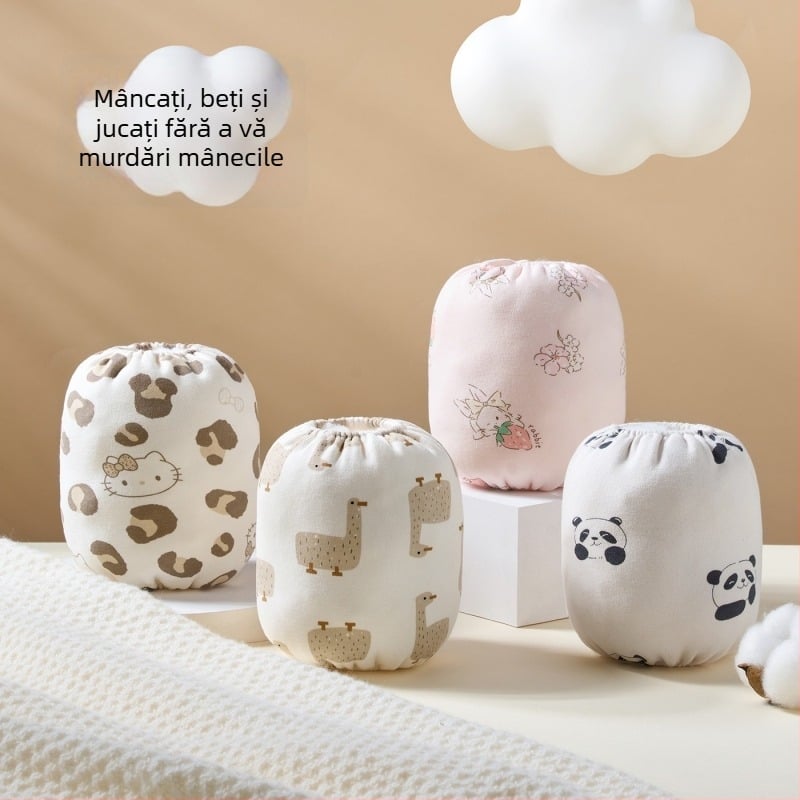 Manșete pentru bebeluși din bumbac 100%, imprimeu Cartoon, moi pentru mestecat, anti-murdărire, unisex, brand Blue Dad, pentru copii sub 1 an, 1–3 ani și 3–8 ani