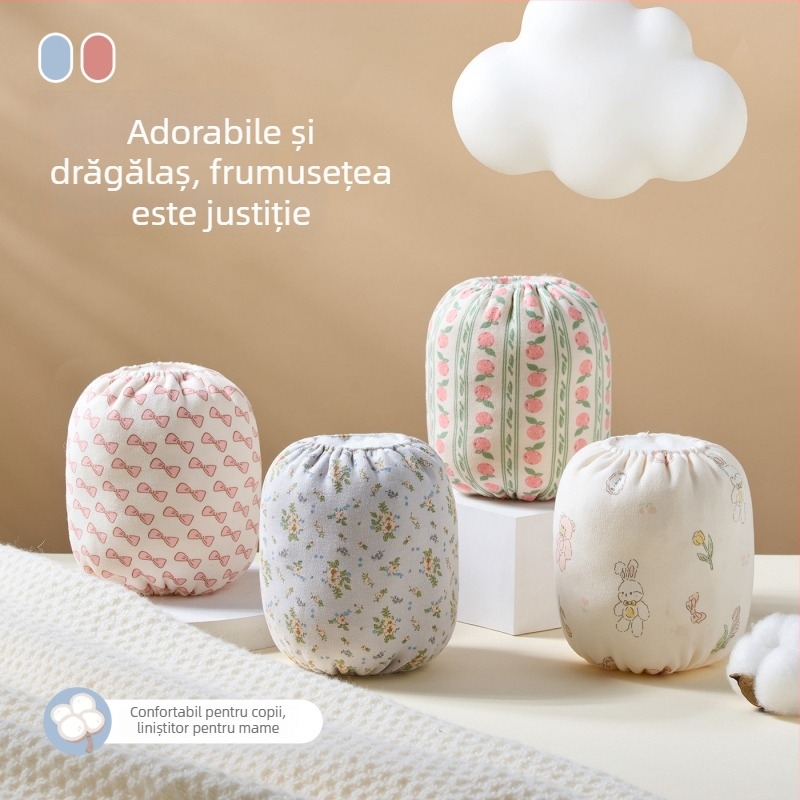 Manșete pentru bebeluși din bumbac 100%, imprimeu Cartoon, moi pentru mestecat, anti-murdărire, unisex, brand Blue Dad, pentru copii sub 1 an, 1–3 ani și 3–8 ani