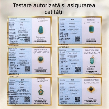 Hongma pandant jad, argint 925 placat cu aur, încrustat, unisex, în formă de frunză