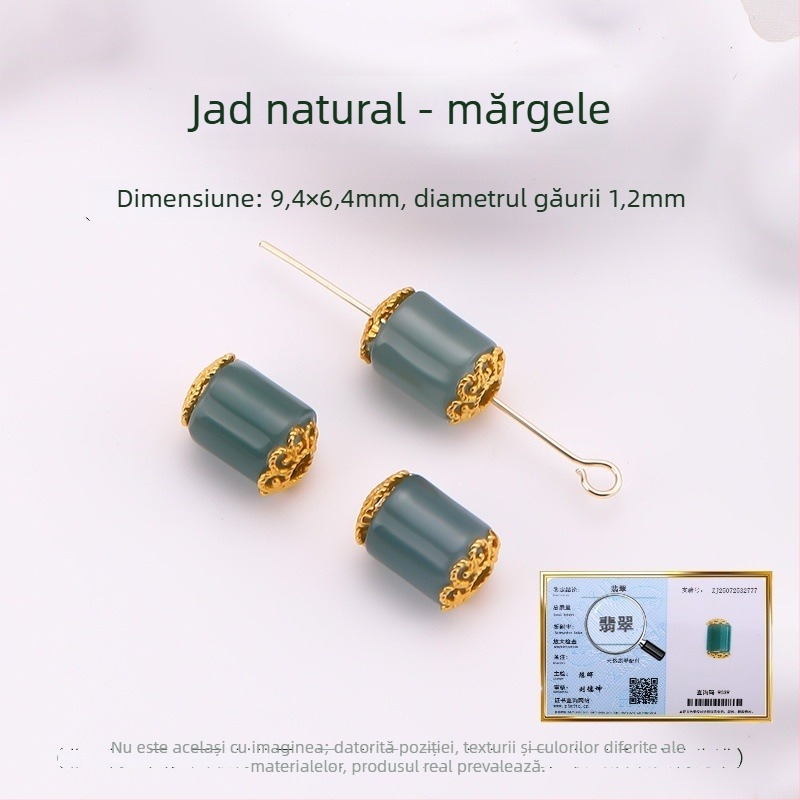 Hongma pandant jad, argint 925 placat cu aur, încrustat, unisex, în formă de frunză