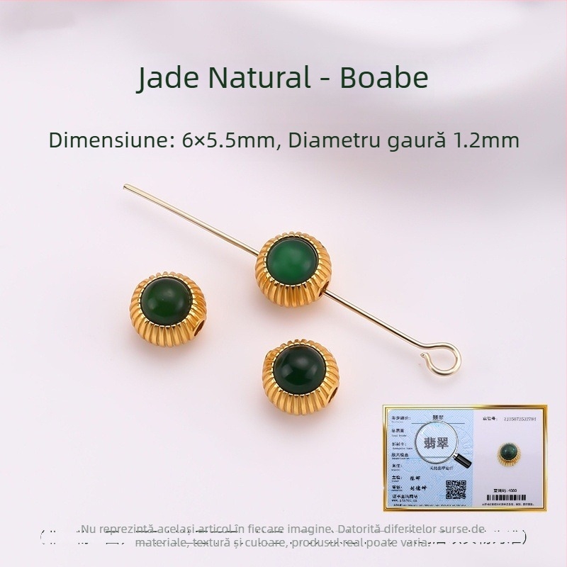 Hongma pandant jad, argint 925 placat cu aur, încrustat, unisex, în formă de frunză