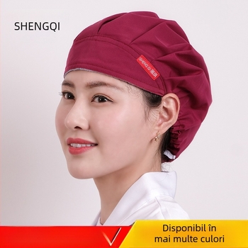 Șapcă de bucătărie din bumbac pentru femei, cu formă de cupolă, fără vizieră, model monocrom, imprimare logo disponibil