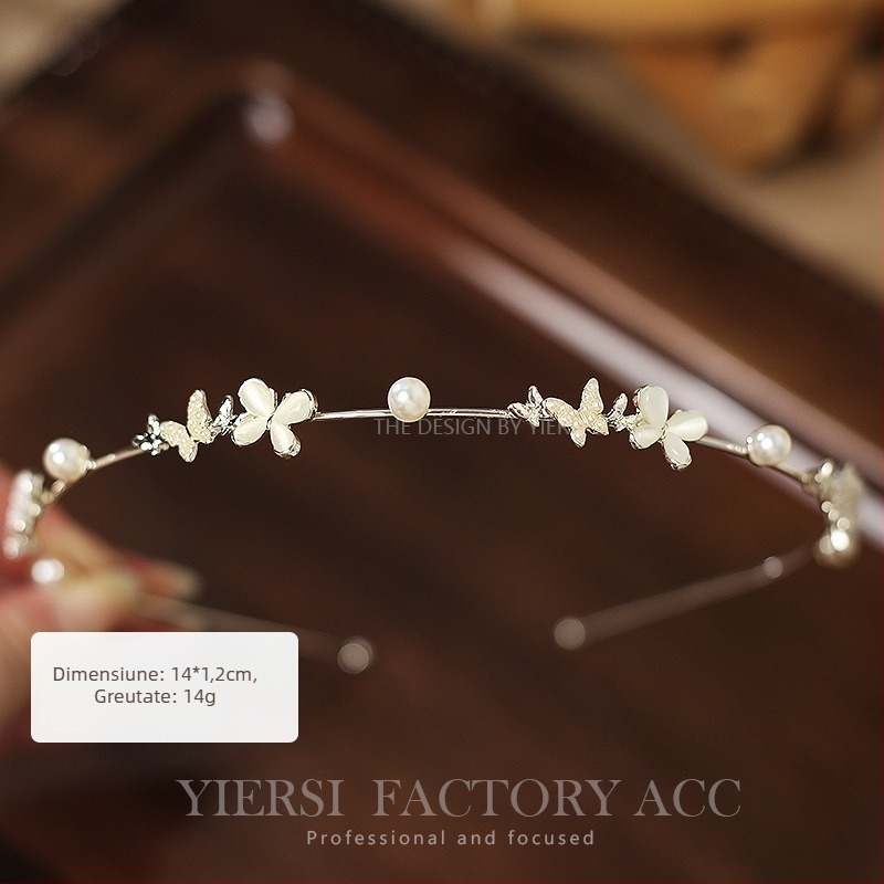 Bandă pentru cap cu floare din perle și cristale, aliaj, electroplacat, toamnă 2023, stil japonez și coreean, pentru femei