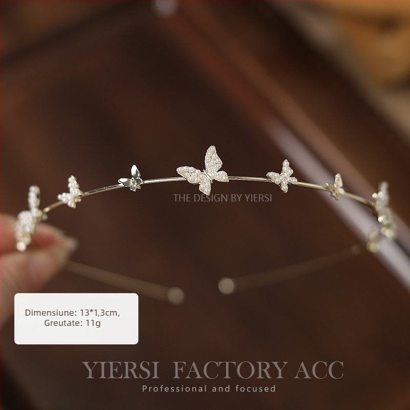 Bandă pentru cap cu floare din perle și cristale, aliaj, electroplacat, toamnă 2023, stil japonez și coreean, pentru femei
