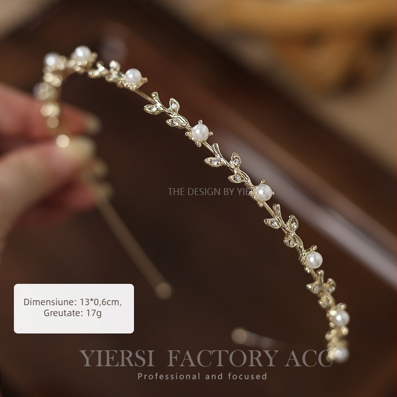 Bandă pentru cap cu floare din perle și cristale, aliaj, electroplacat, toamnă 2023, stil japonez și coreean, pentru femei